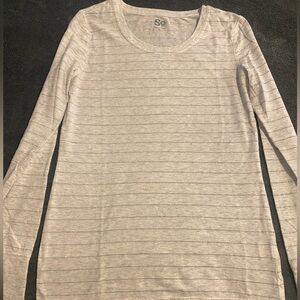 SO Women's Light Gray Striped Long Sleeve Tee